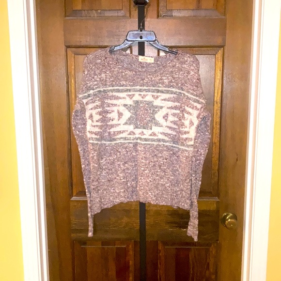 Size M/L Super Soft Hollister Sweater. Burgundy & grey with Aztec like design - Picture 1 of 9